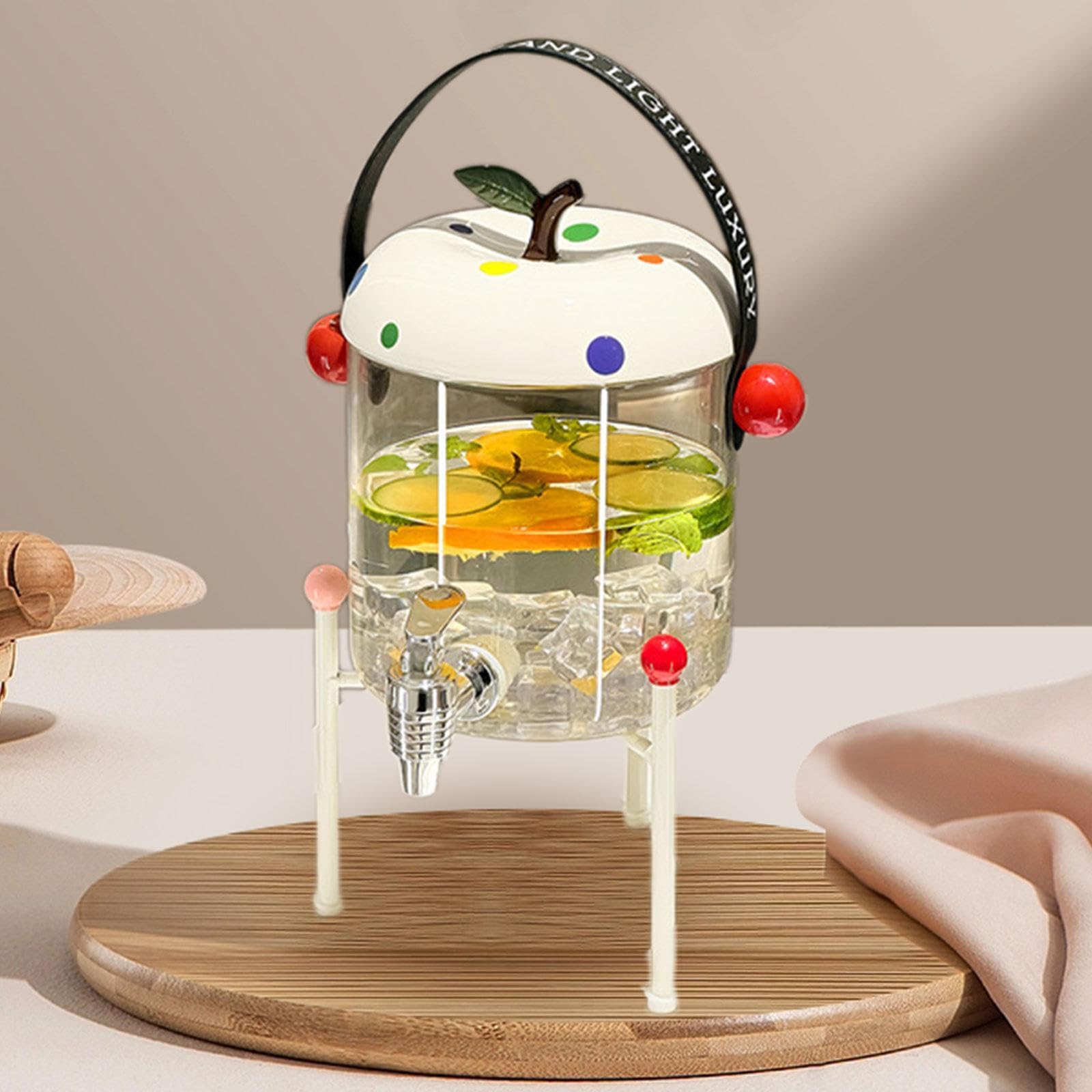 Getränkespender Aus Hitzebeständigem Glas Großer Glasbehälter Wasserspender Und Glaskaraffe mit Robustem Eisenständer Und Zapfhahn für Die Gastronomi, A