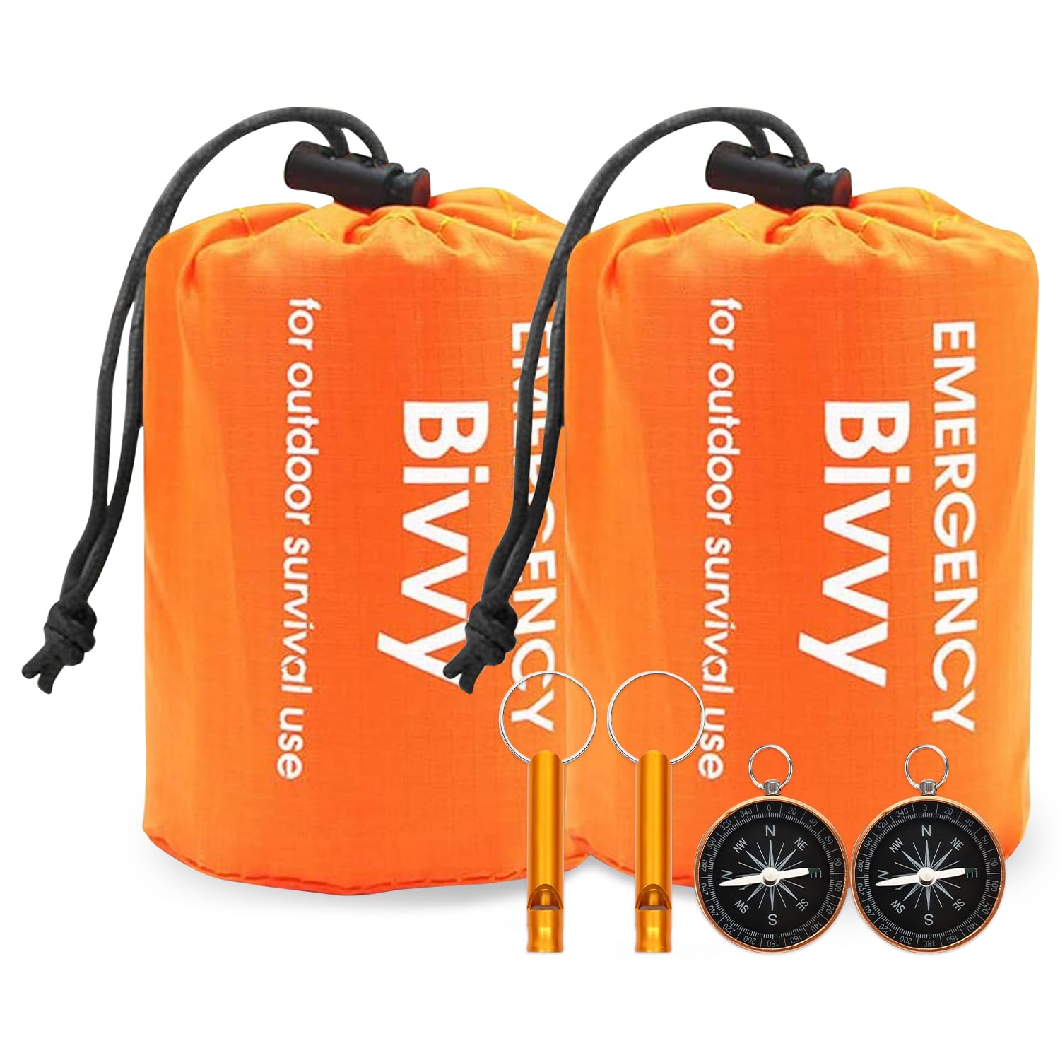 Emergency Sleeping Bag Set, Survival Sleeping Bag with Compass and Whistle, Waterproof Emergency Blanket for Camping Hiking Outdoor Adventure — image 1