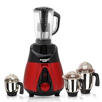 Sunmeet NBTLBR21 1000-Watt Mixer Juicer Grinder with 4 Jars -1 Juicer Jar, 1 Wet Jar, 1 Dry Jar and 1 Chu