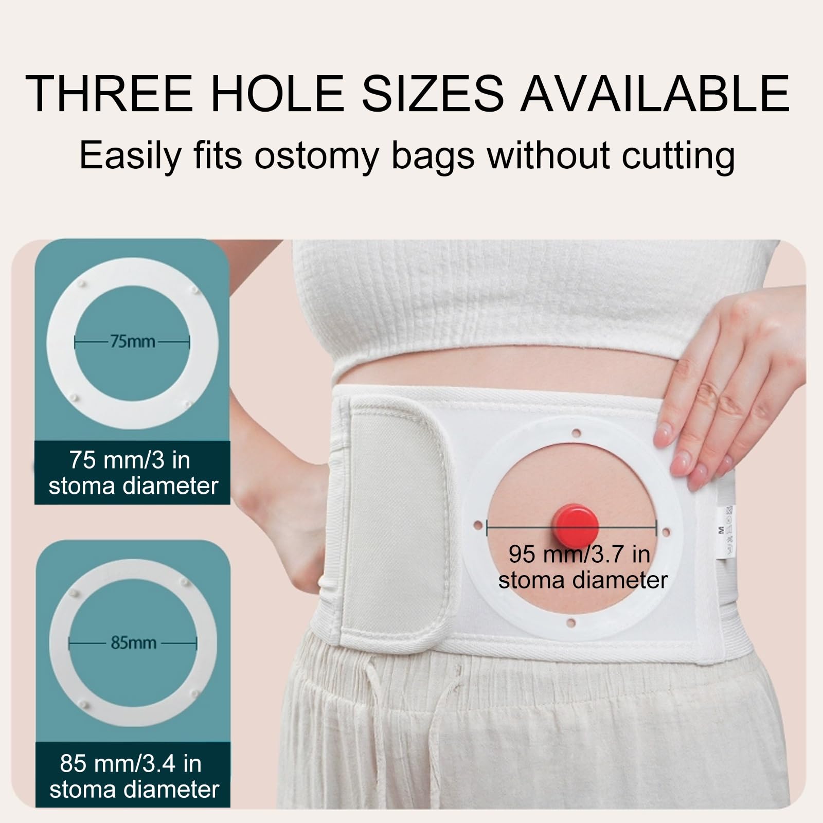 Cintura per Stomia Regolabile per Uomo e Donna, Cintura per Ernia per Stomia Medica con Fori di Diverse Dimensioni, Fascia Elastica per Ernia e Colostomia, Guaina Comfort Post-Operatoria(M)