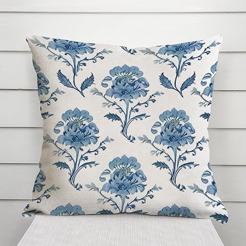 Miniatura 3 de Mughal Flower Monsoon - Fundas de almohada chinoiserie, funda de almohada asiática, funda de cojín azul, 16 x 16 pulgadas, funda de almohada
