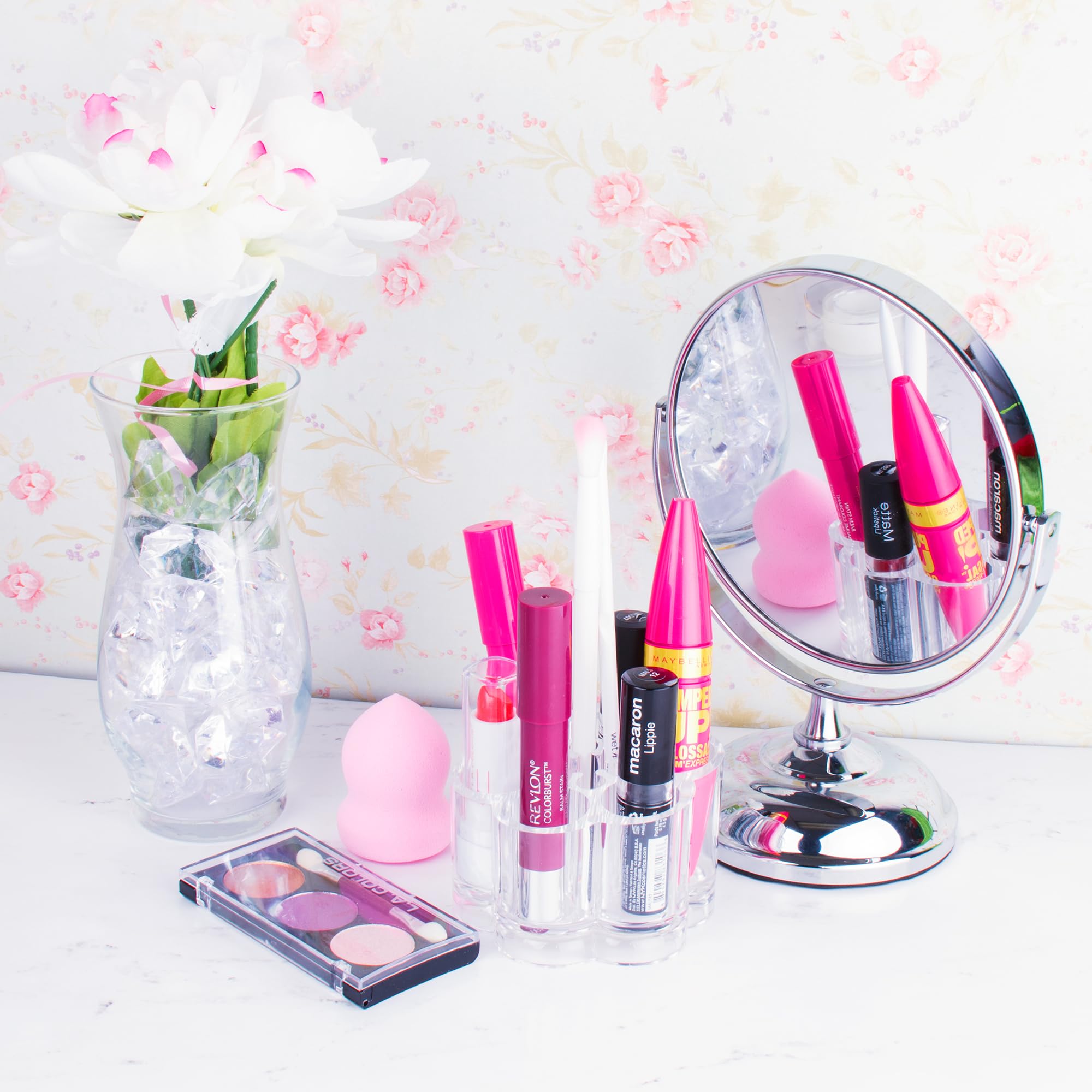Brocha de uñas de acrílico transparente para cosméticos y maquillaje, soporte compacto con 12 espacios de ranura organizadora 6