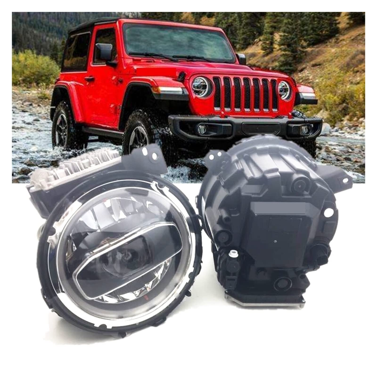 2pcs Compatible With Jeep JL 9Inch Headlight Led Hi Low Beam White Amber Halo Ring Front Bumper Headlamp 90W Compatible With Jeep Wrangler JL 2018 2019+(No Blue Start Halo)