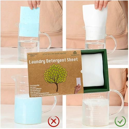 Miniatura 5 de Hojas de jabón de detergente orgánico sin perfume, solución de lavado y desinfección totalmente natural para ropa de bebé y delicadas sábanas de