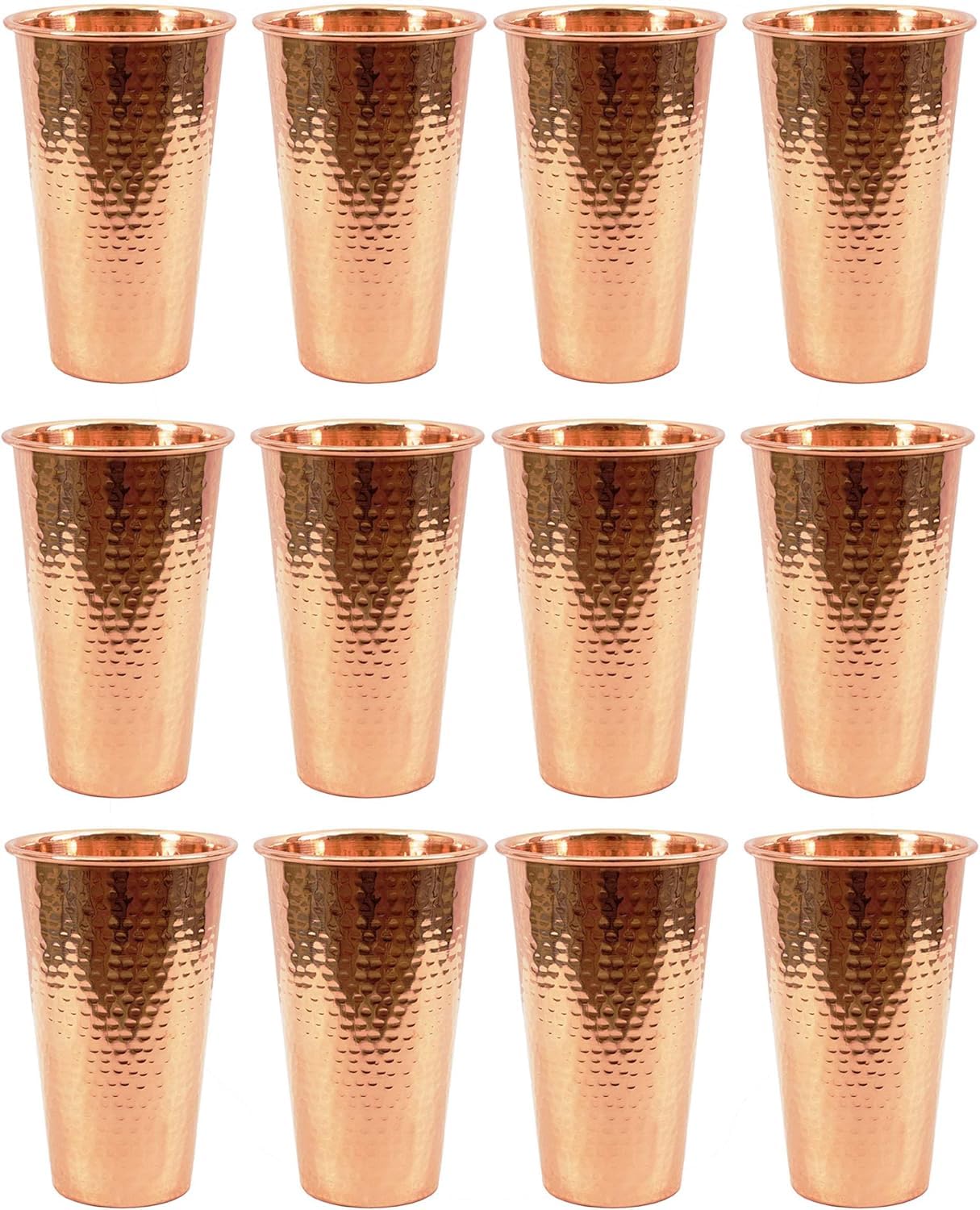 Hammered Copper Big Glass Tumbler Drinkware Glass Drink Benefits Health 400ml Pack Of 12