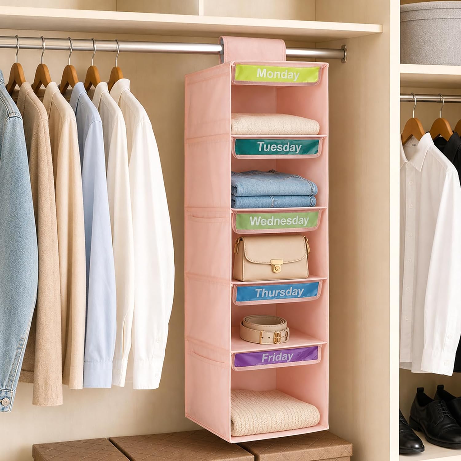 5-Shelf Weekly Clothes Organizer for Kids(Pink)