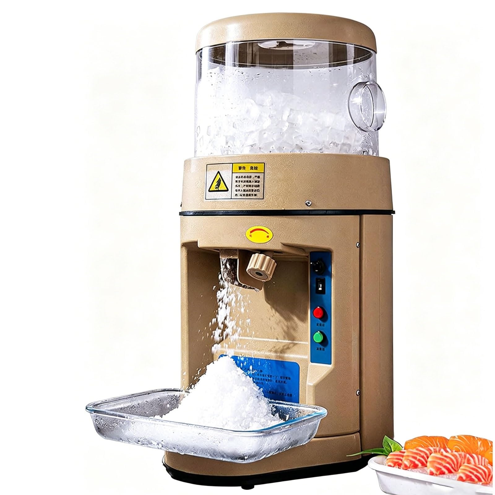 ZHJOPP 220v Commercial Ice Crusher Shaver Machine, 440W Electric Ice Cube Shaver, 480kg/h Automatic Snow Cone Maker Adjustable