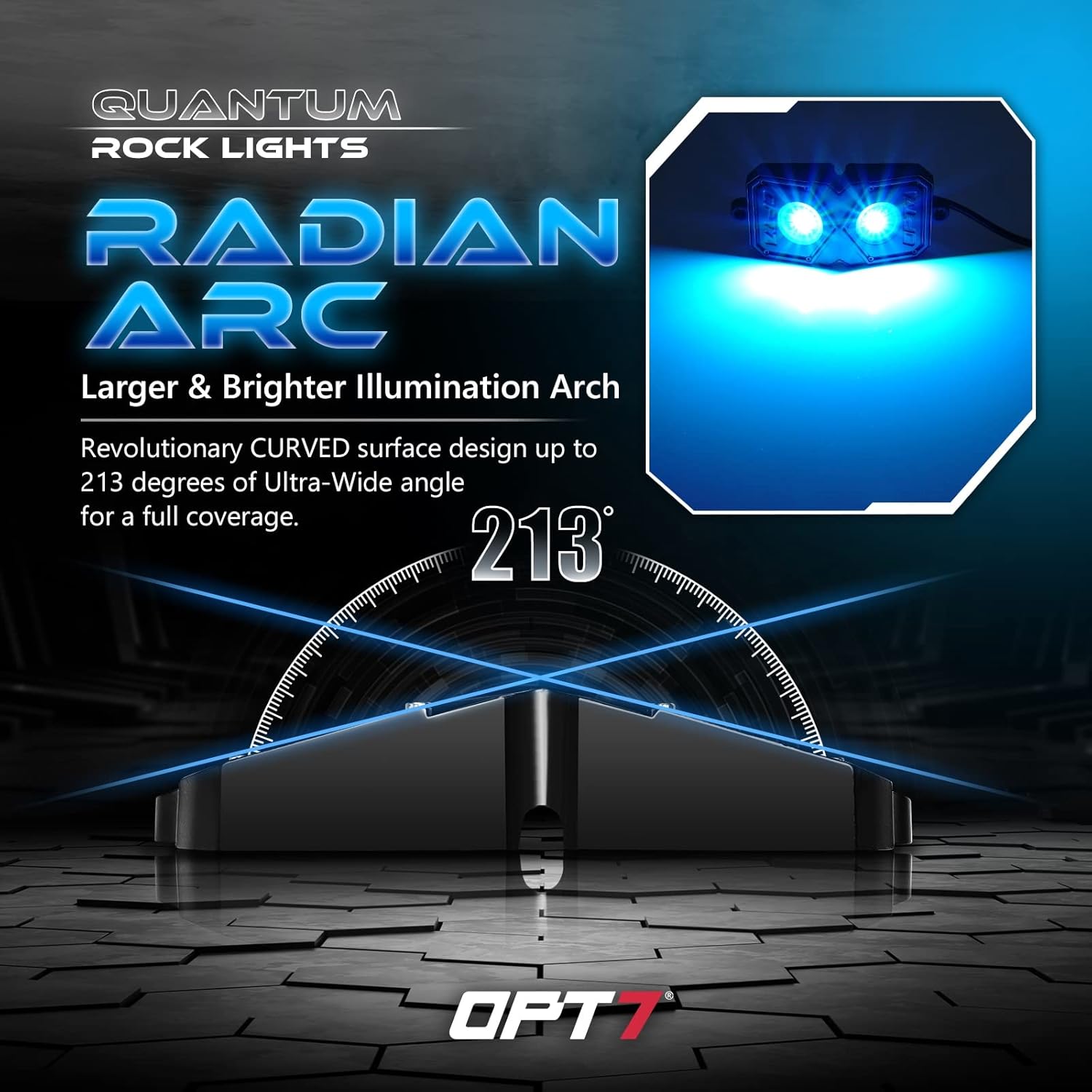 OPT7 Quantum RGBW LED Rock Lights with Remote Control, 8 Pods, IP68 Waterproof for Offroad Truck & 4pc 10ft Extension Wires Two Pair for Quantum - Does Not Connect to Single Color Pods