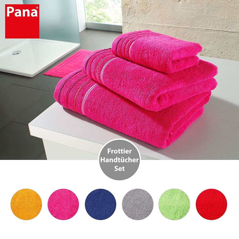 PANA Seria frotte Jasmina • zestaw ręczników frotte • miękki dywanik łazienkowy • 100% bawełna • certyfikat Ökotex • zestaw: 2 ręczniki dla gości + 4 ręczniki do rąk + 2 ręczniki kąpielowe • Kolor: fuksja