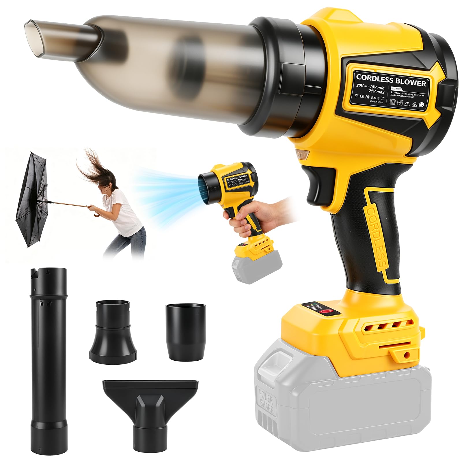 Kistrba Cordless Leaf Blower and Vacuum for Dewalt 18V Battery, No Battery