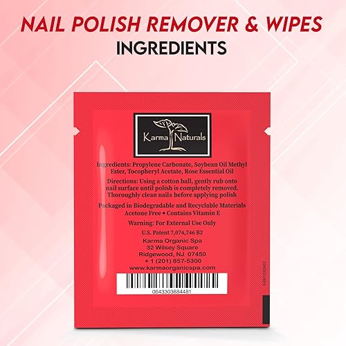 Miniatura 4 de Karma Halal - Toallitas removedoras de esmalte de uñas con aceite de rosa no tóxicas, veganas, libres de crueldad, paquete de 10