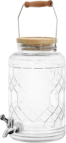 Gibson Home Dispensador de bebidas de vidrio Duval de 0.95 galones con tapa y mango de madera