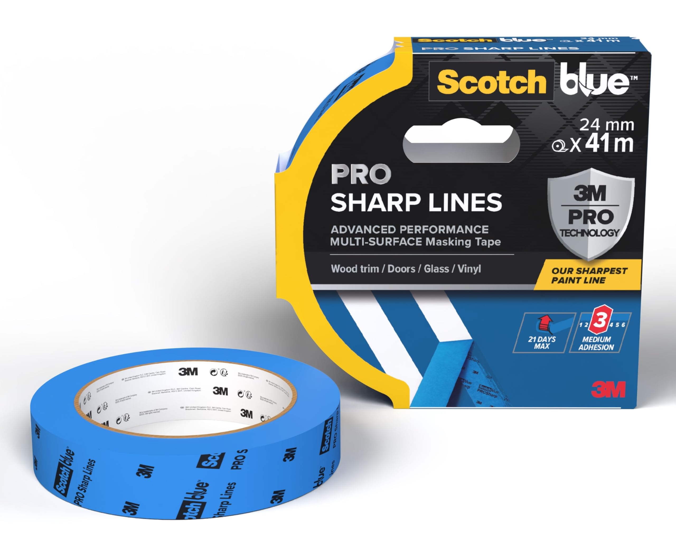 Scotchblue Blue - Sharp Lines Pro Sharp Lines Advanced Masking Tape, 24 Mm X 41 M - Scotch Adhesive Blue Painters Tape For Super-Sharp Paint Lines, Indoor & Outdoor, With 3M Advanced Technology, 100% Pefc