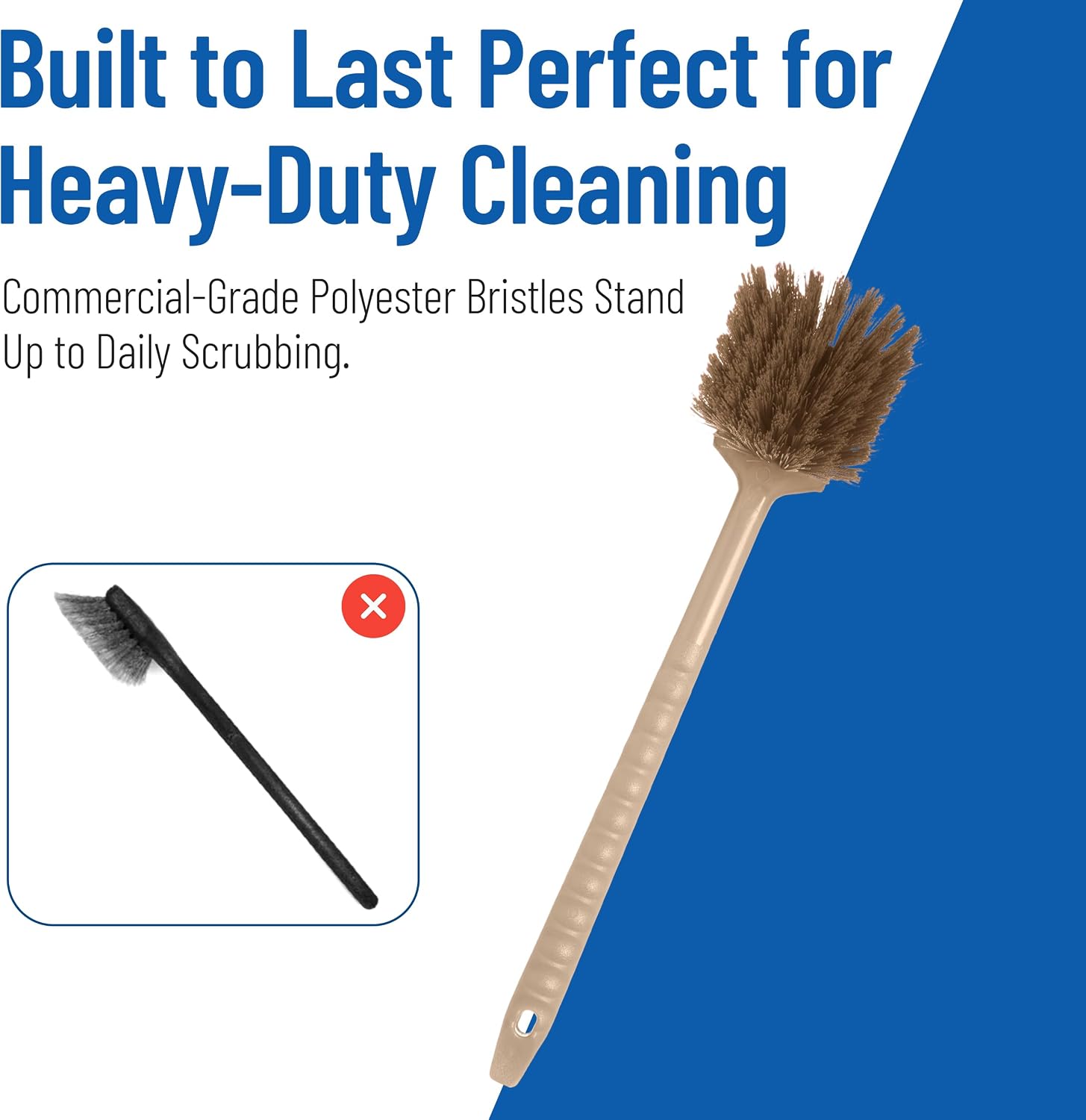 SPARTA 40501EC25 Plastic Large Scrub Brush, Kitchen Brush, Utility Brush With Long Handle For Cleaning, 20 Inches, Tan