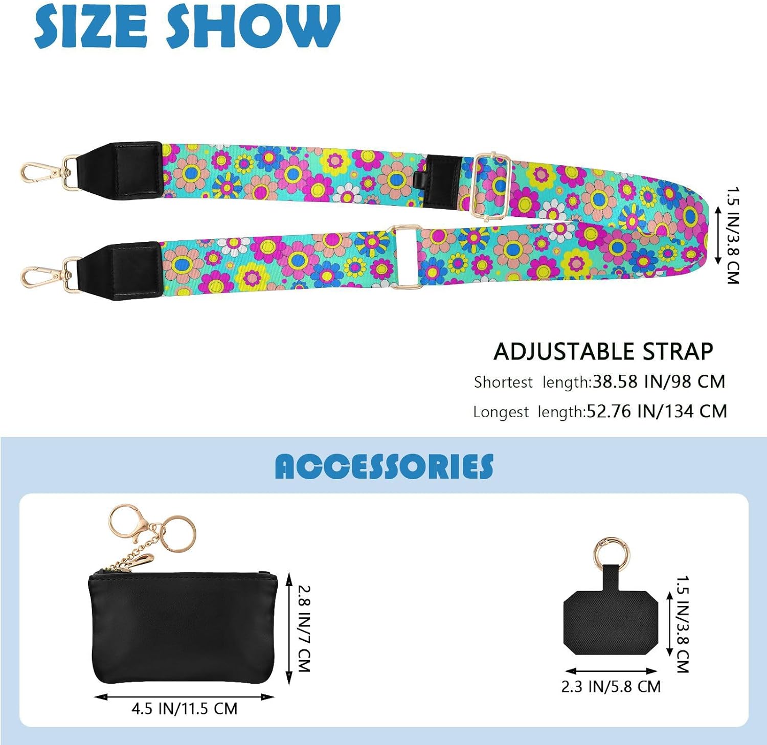 Cell Phone Lanyard with Detachable Coin Purse Flower Power Daisy image 2