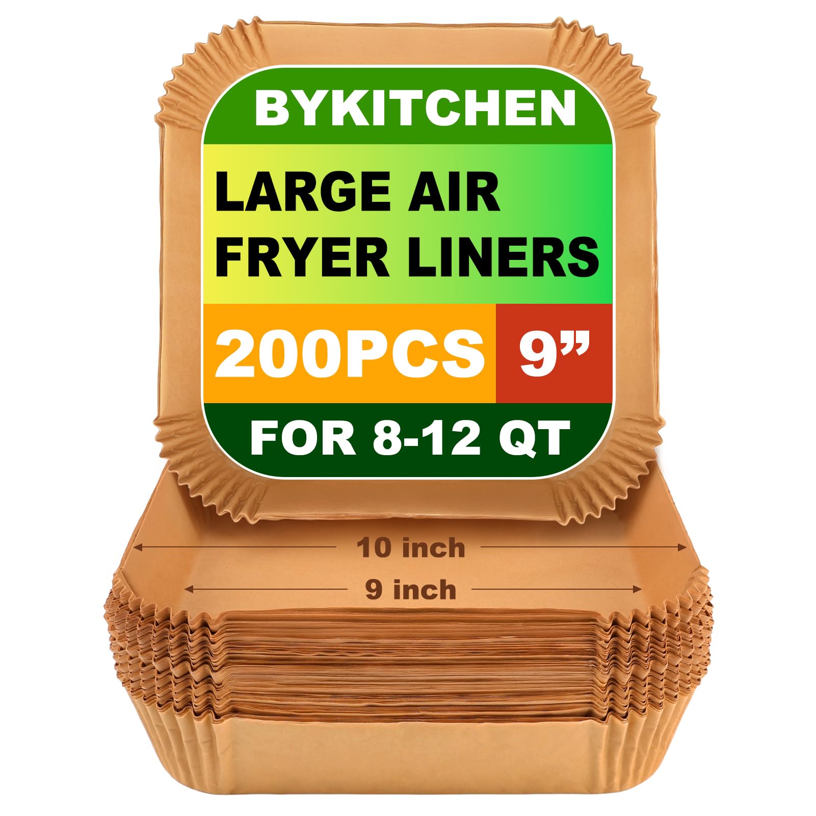 BYKITCHEN Airfryer Papel de horno para freidora de aire caliente Russell Hobbs XXL 8,3 L/8 L, papel de horno grande para freidora de aire caliente Russell Hobbs, 23 cm - 25 cm, accesorios cuadrados