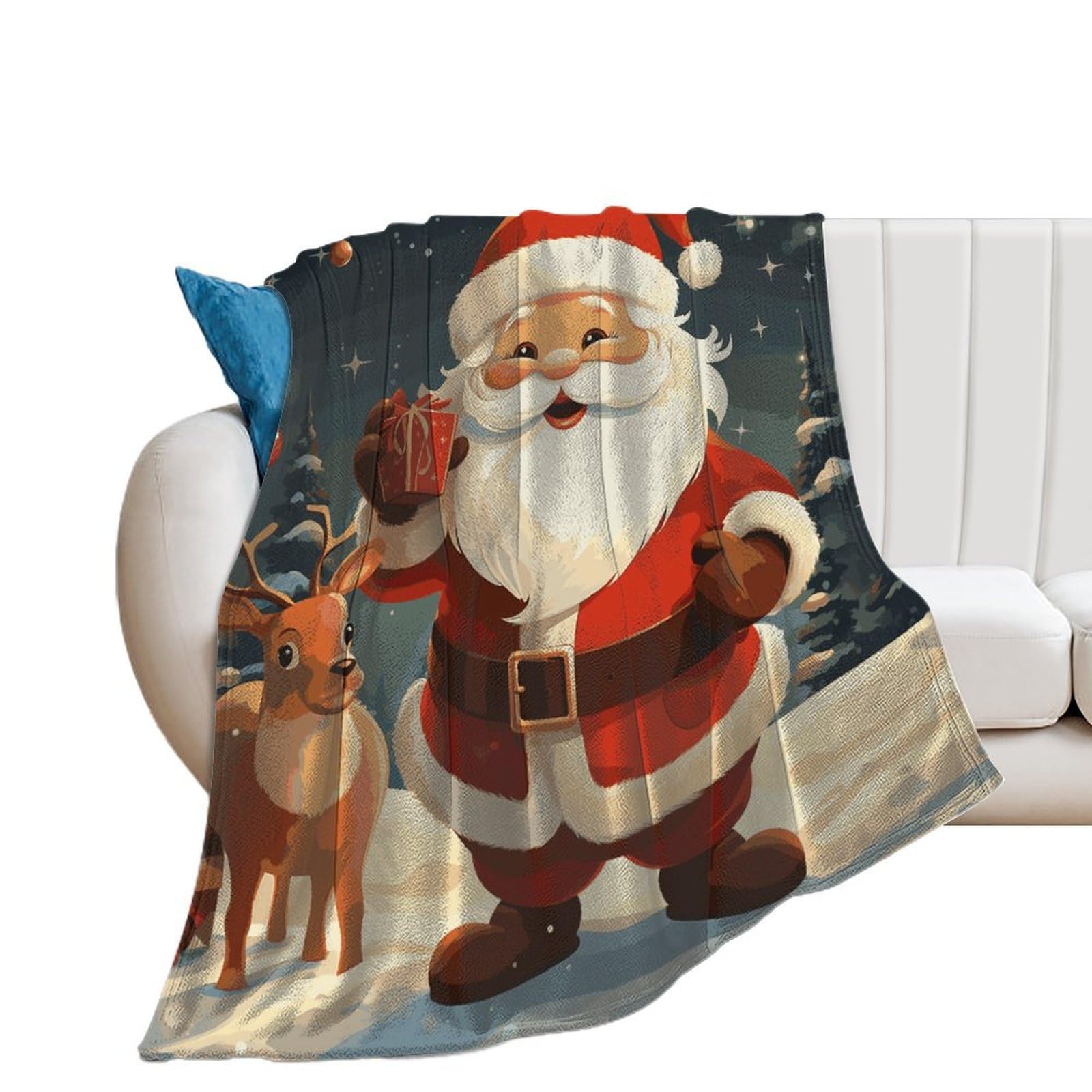 Couverture en microfibre douce contre le froid hivernal, grand plaid flanelle Père Noël
