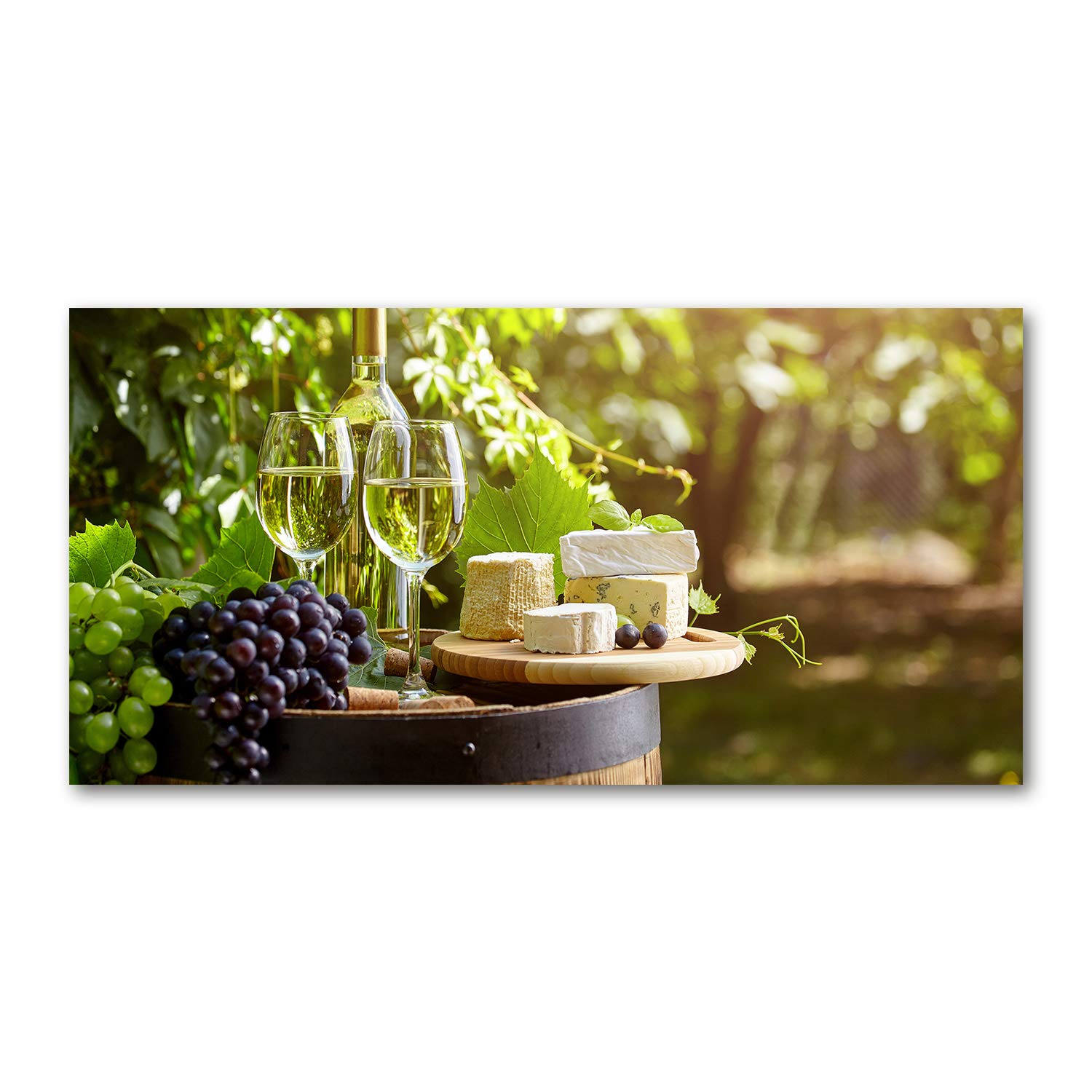 Image sur verre 120x60 cm cuisine et salon motif nourriture vin vert