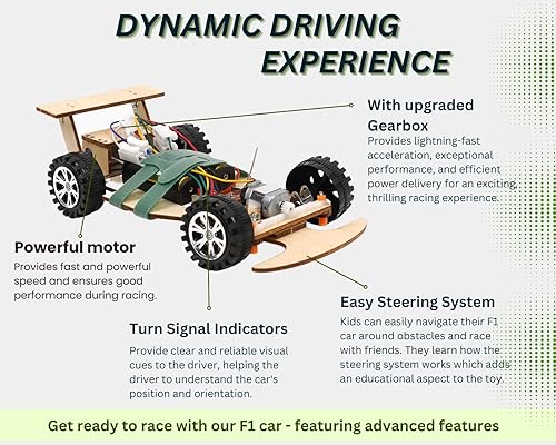 Miniatura 8 de Pica Toys Kit de coche de carreras inalámbrico de madera F1 - Proyecto científico para niñosestudianteseducación kit de modelo de proyecto STEM para