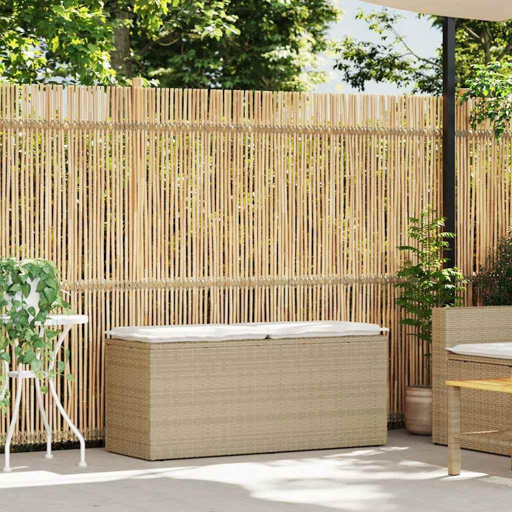 LAPOOH Banco de jardín con cojín ratán sintético Beige 110x40x44 cm, Banco Exterior, Banco Terraza, Banco De Jardin Exterior, Muebles De Exterior Jardin - 4104149
