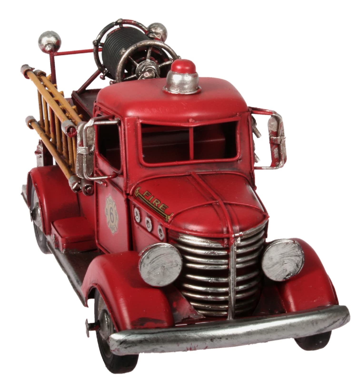 Feuerwehr Auto Metall 26 cm mit Spardose und Bilderrahmen Oldtimer Nostalgie Blech Löschwagen Modell Wagen LKW