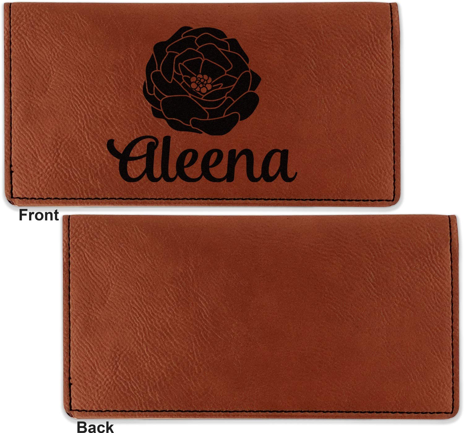 RNK Shops Personalized Fall Flowers Leatherette Checkbook Holder - Single Sided