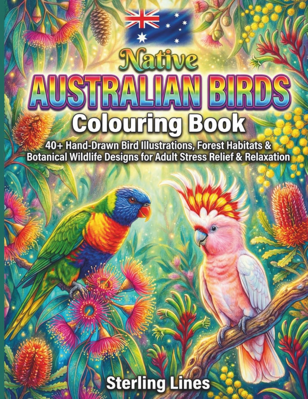 Native Australian Birds Colouring Book: 40+ Hand-Drawn Bird Illustrations, Forest Habitats & Botanical Wildlife Designs for Adult Stress Relief & Relaxation