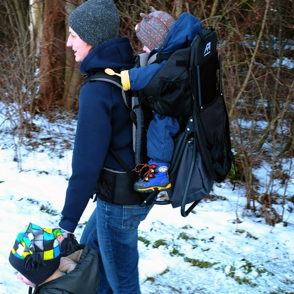 Lil' Boss Mochila Portabebés de Senderismo FASports, Ergonómica para Niños de 20–25 kg, con Techo para Lluvia y Sol, 50 x 38 x 90 cm