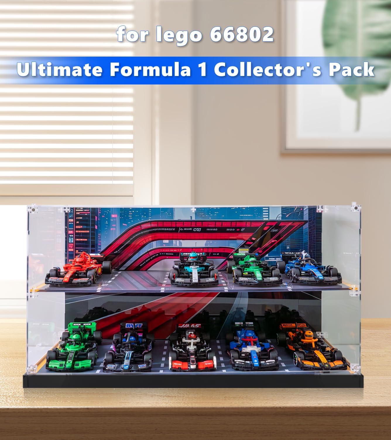 Acrylic Display Case Compatible with Lego Speed Champions F1 10-in-1 Collector's Pack, Dust-Proof Display Box Compatible with Lego 77242-77251,Size:20.07×9.44×10.23 in(NOT Included The Model)