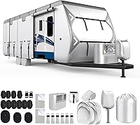 Vista 12 de Mofeez Cubierta para cámper, extragruesa, 7 capas, de 22 a 24 pies, resistente al viento, impermeable, antidesgarros, parches adhesivos