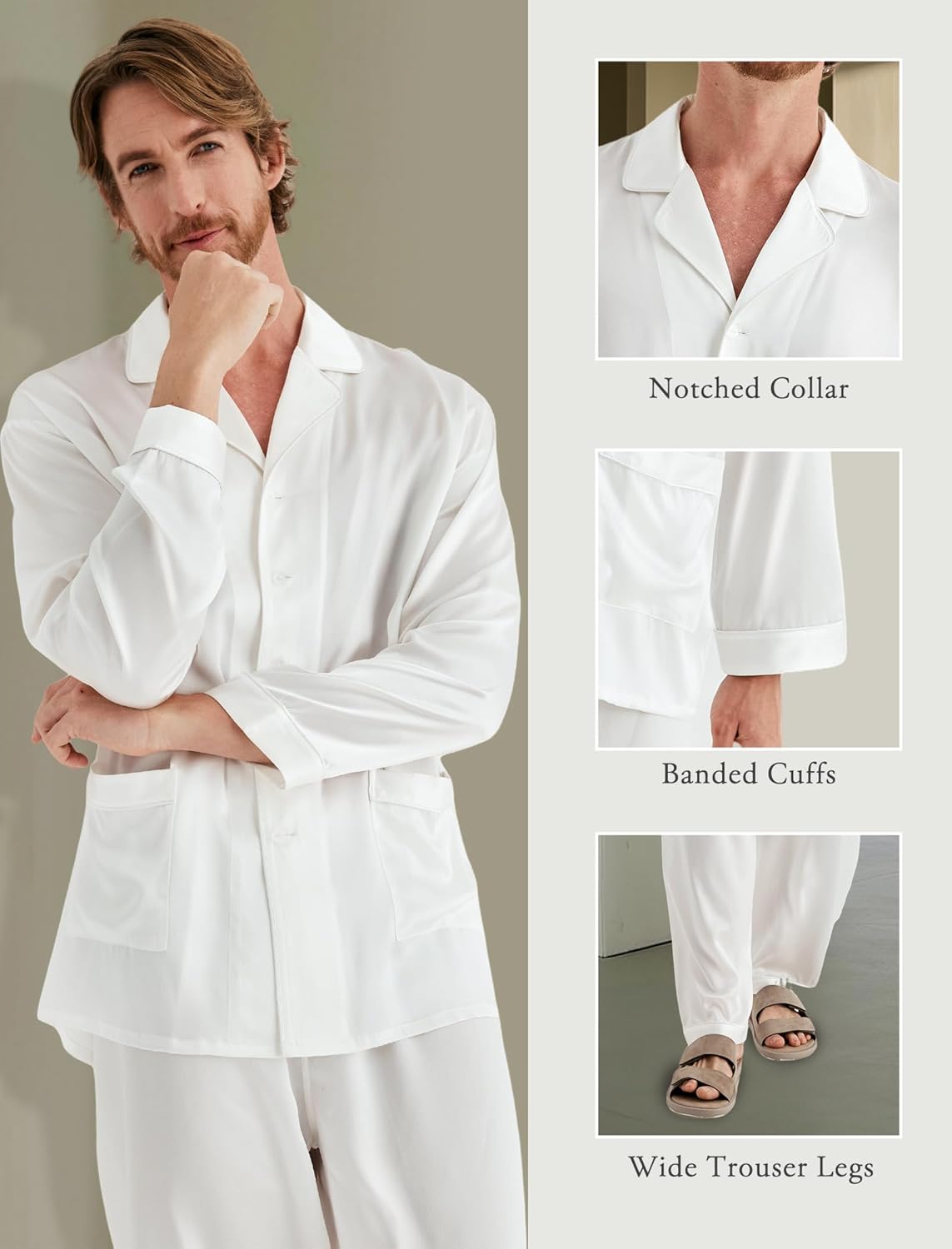 COLD POSH 100% 19MM Mulberry Silk Pajamas for Men Soft Lightweight Mens Silk Pajama Set for Valentines Pjs - Image 3