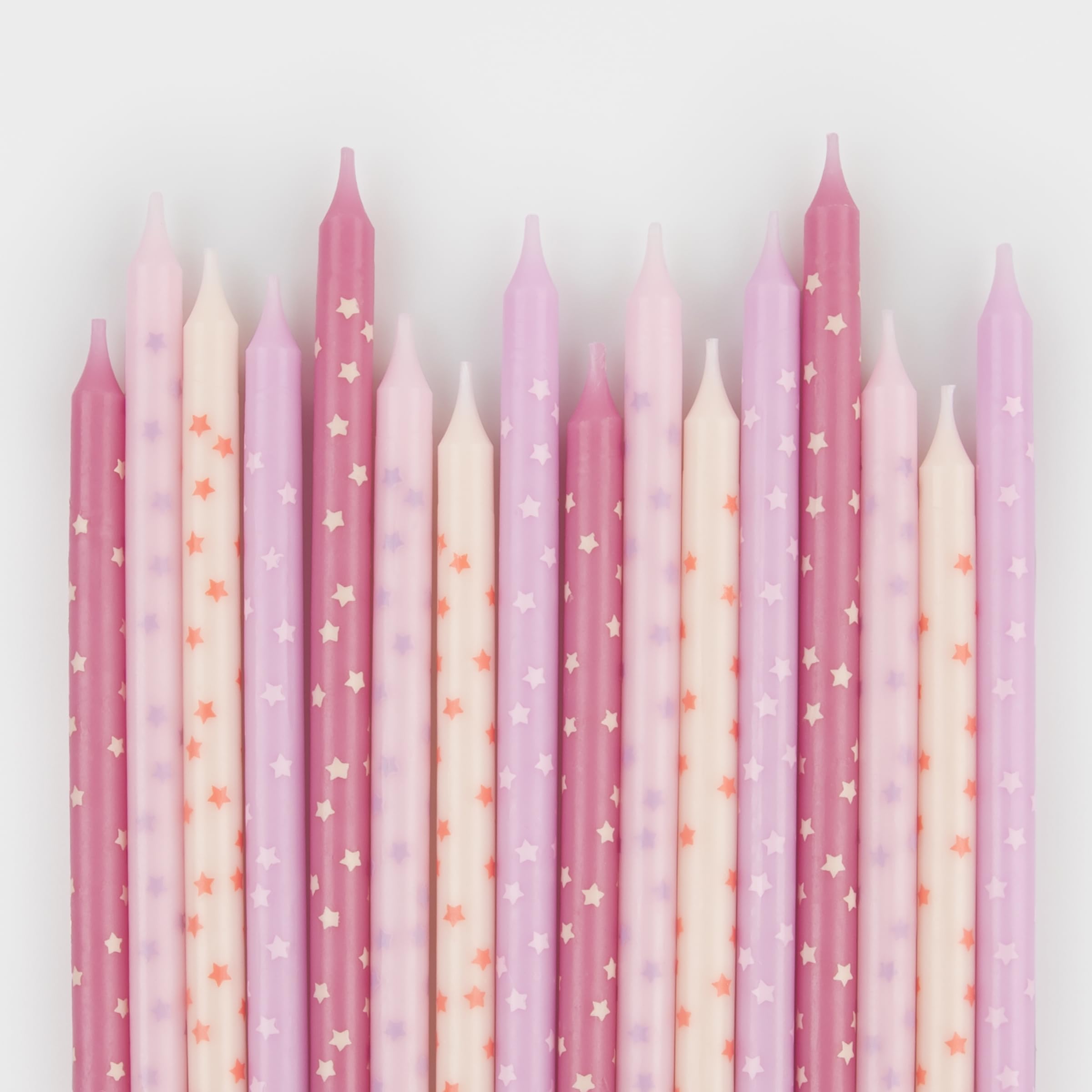 Meri Meri Velas de feliz cumpleaños para tarta, paquete de 16, 2 tamaños, sin perfume