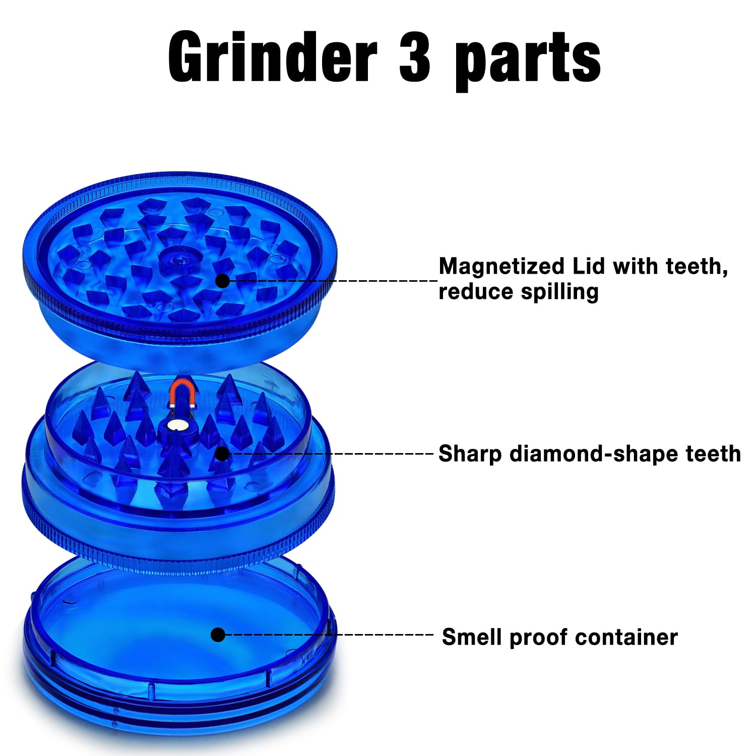 Moulin à Herbes 4 Couches En Alliage Métallique Aiguisé Avec Dessus Magnétique Et Tamis Pour Herbes Sèches (rouge