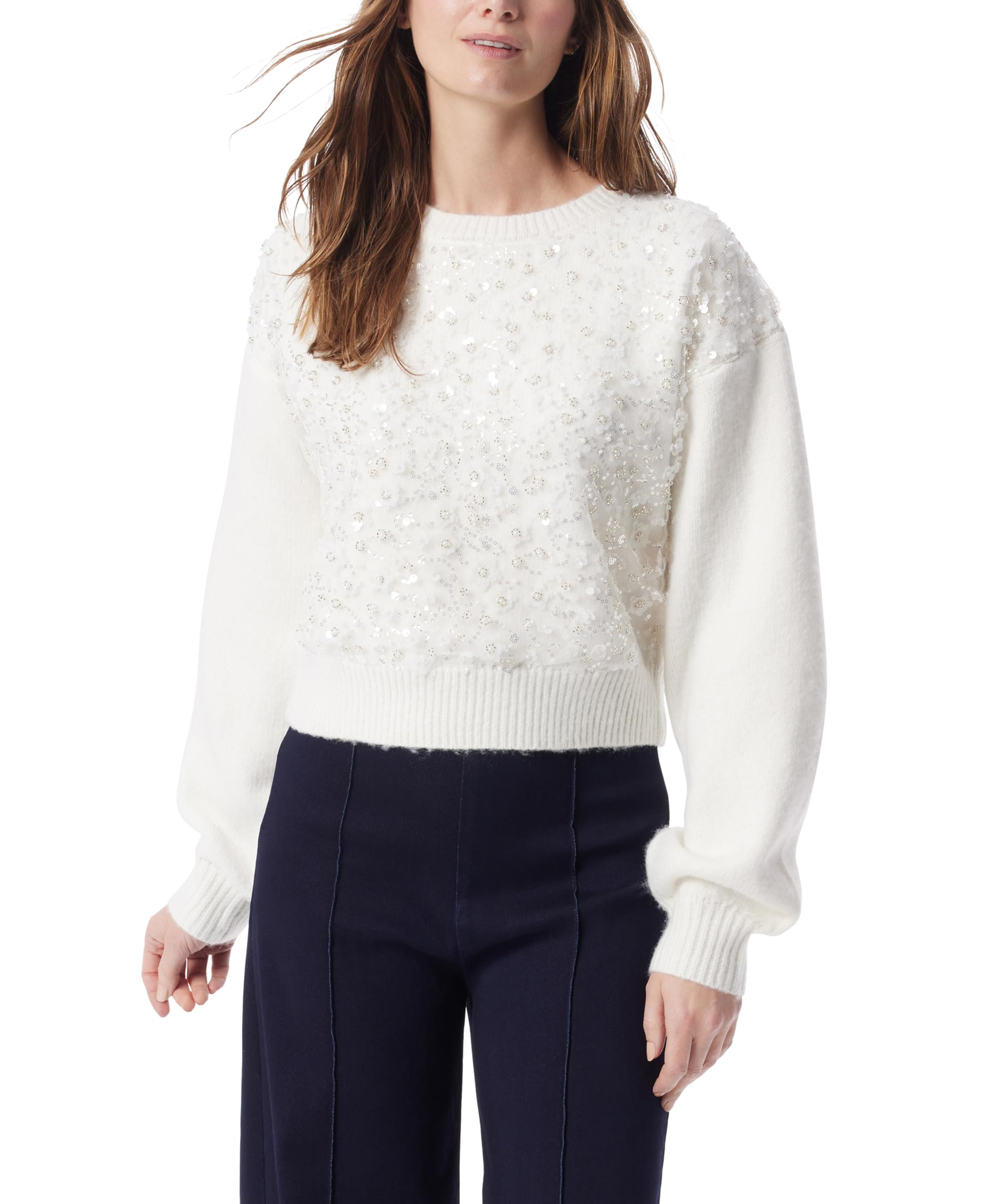 DEE OCLEPPO Womens Oriel Embelished Overlay Pullover Sweater Standard