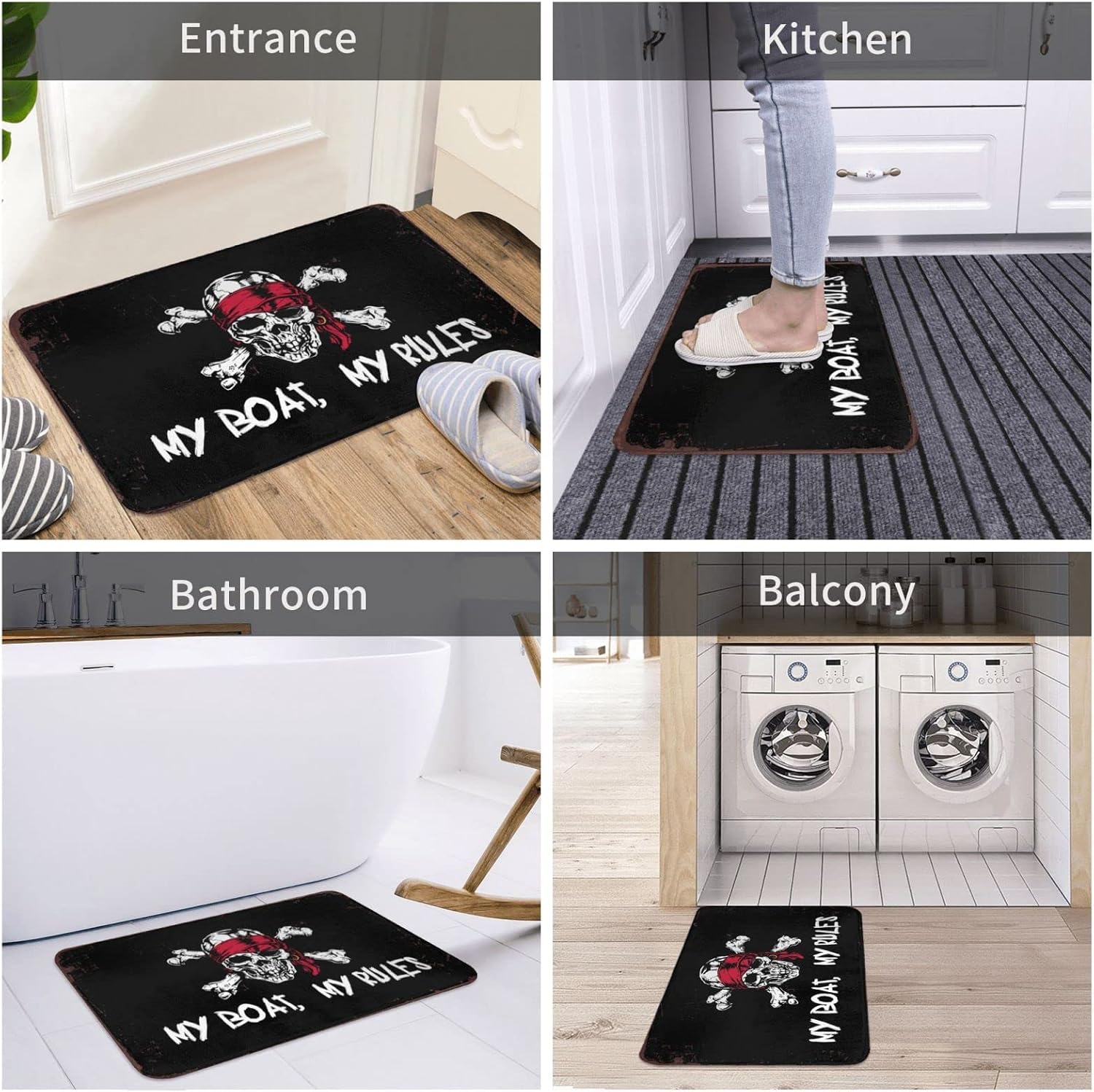 Welcome Mats for Front Door Funny My Boat, Rules Doormat Fall Mats Outdoor Room Accessories for Men(65X90CM)