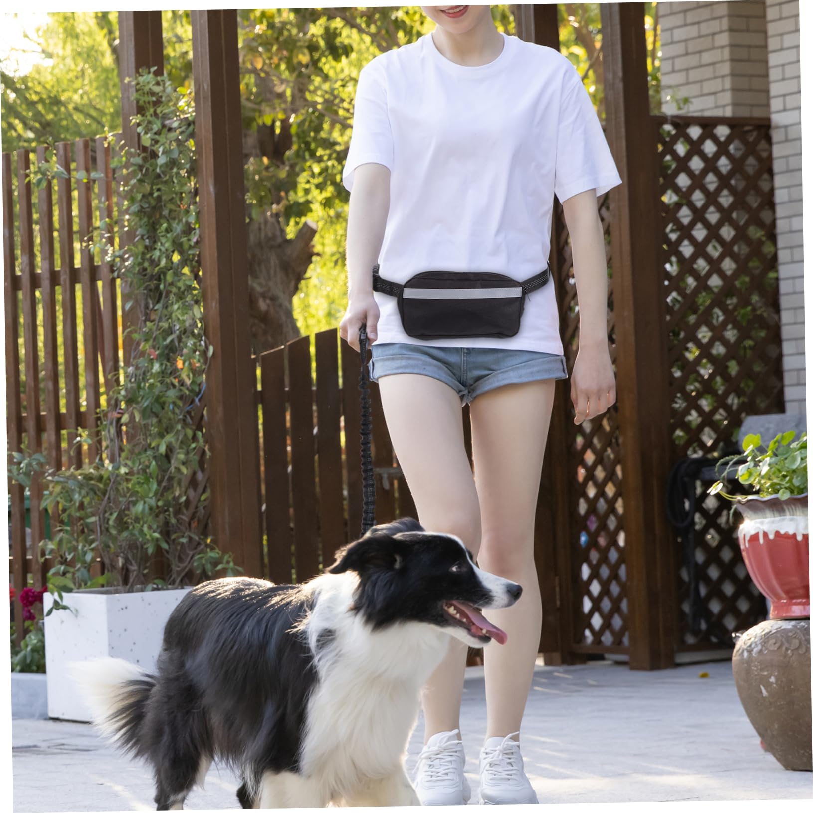 iplusmile Guinzaglio Elastico per Cani con Cintura da Corsa Riflettente e Marsupio per Passeggiate Escursioni e Attività all Aperto