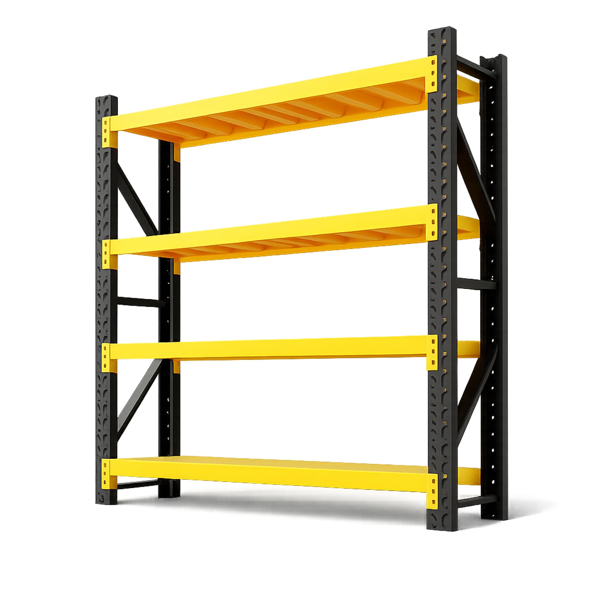 Regał do dużych obciążeń 200 x 150 x 60 cm – 800 kg całkowity udźwig, 200 kg na półkę, stabilny regał metalowy, 4 półki, regał garażowy, piwnica, regał magazynowy, regał wtykowy, głębokość 60 cm
