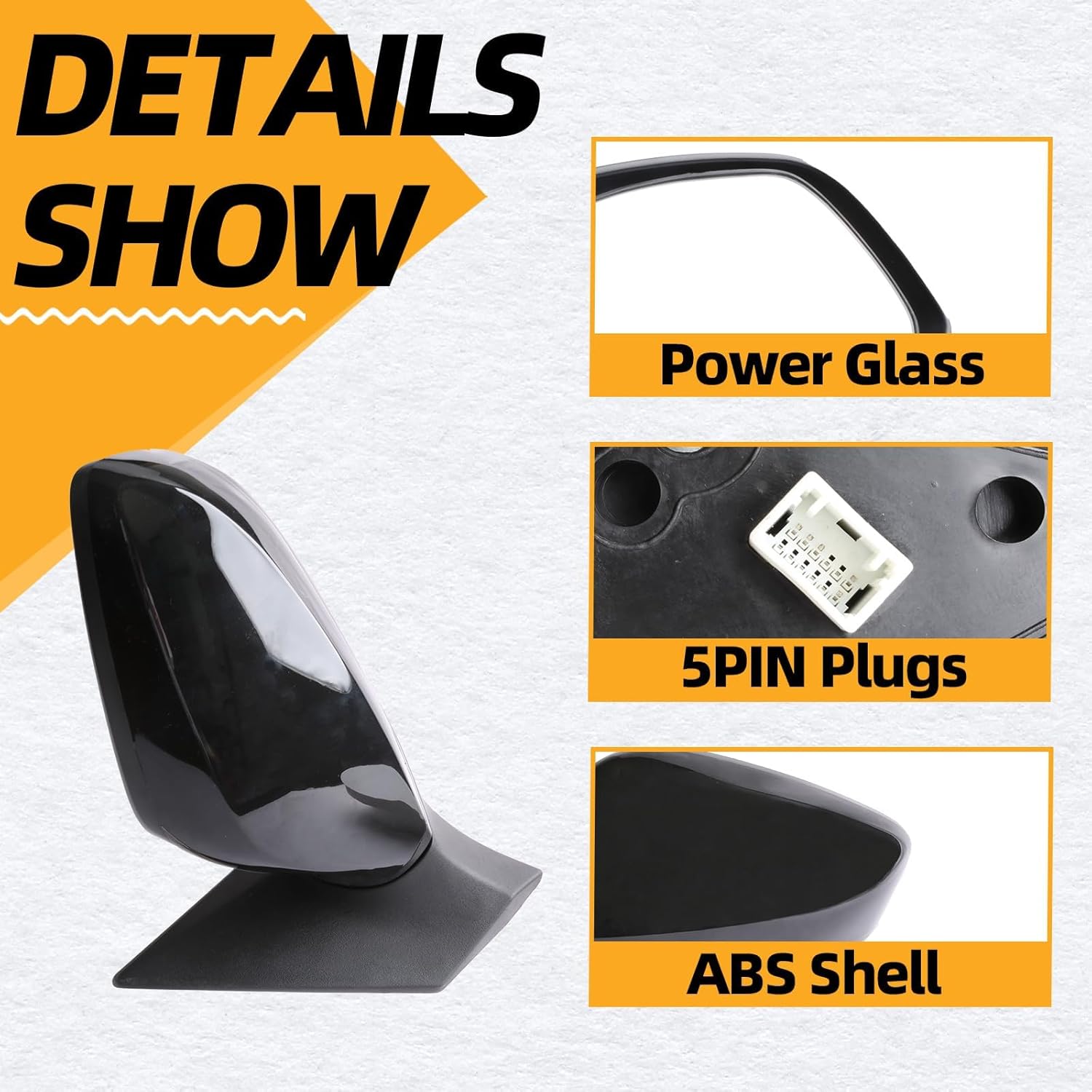 MITZONE Left Driver Side Rear Mirror Assembly Compatible with 2011 2012 2013 Hyundai Elantra Manual folding Power Glass Heated 5Pins Black Outside View Mirror 876103Y100 HY1320179