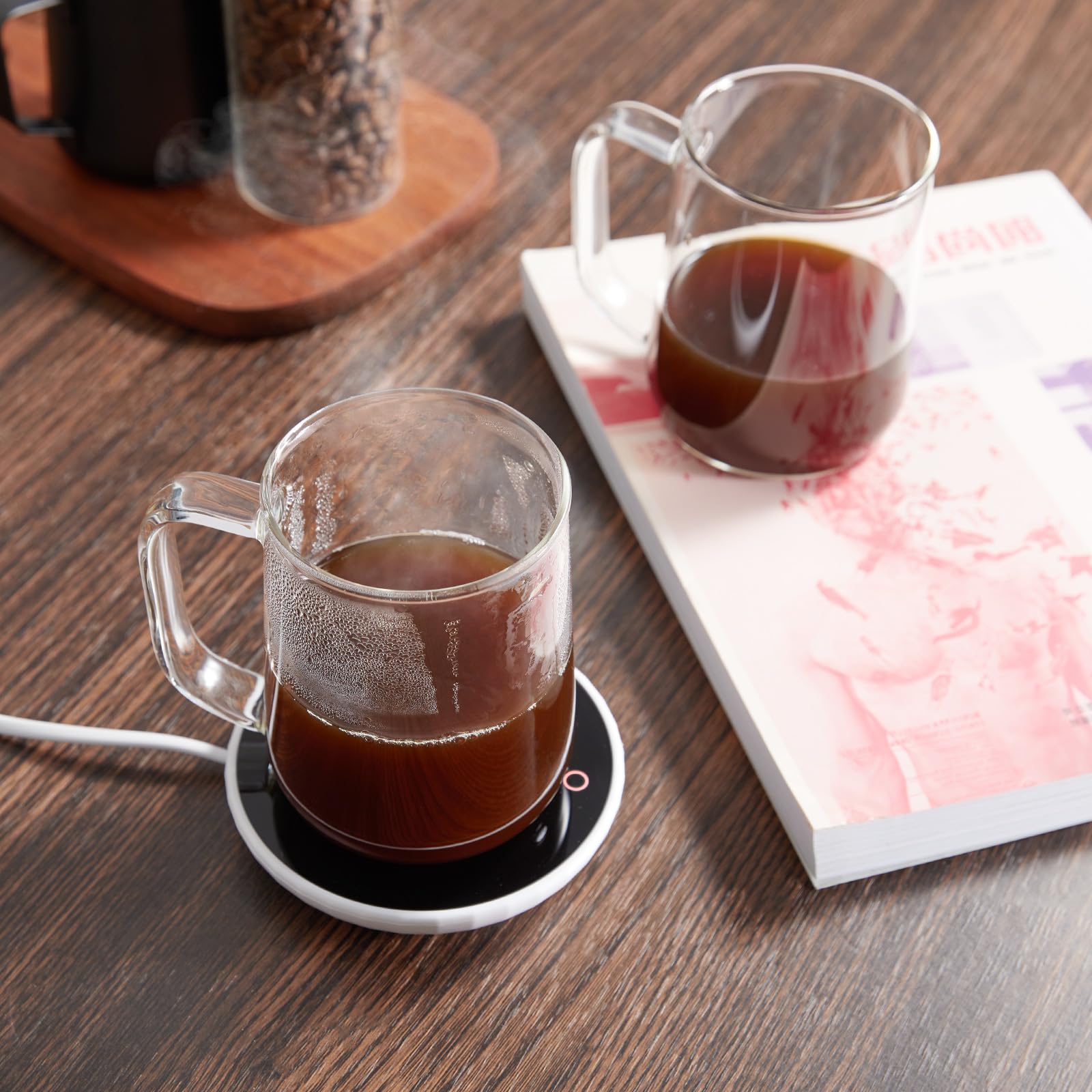 Set di 2 tazze da caffè in vetro borosilicato trasparente da 400 ml, con manici, per cappuccino, tè, latte, bevande calde/fredde, vino, Americano
