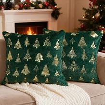 Artmag Christmas Tree Throw Pillow Covers 18x18 inch Set of 2, Decorative Golden Tree Pillow Covers Cushion Case Holiday Decoration for Home Couch Sofa