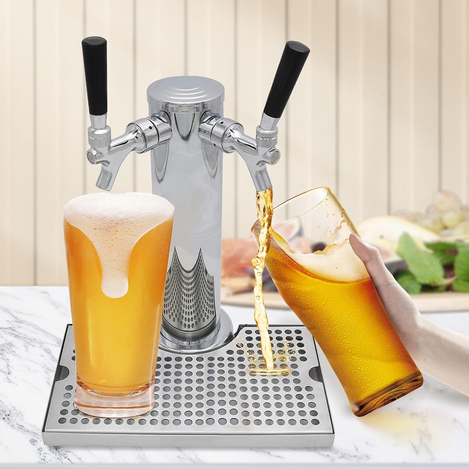 Barworks - Vassoio antigoccia per birra Kegerator, in acciaio inox, con