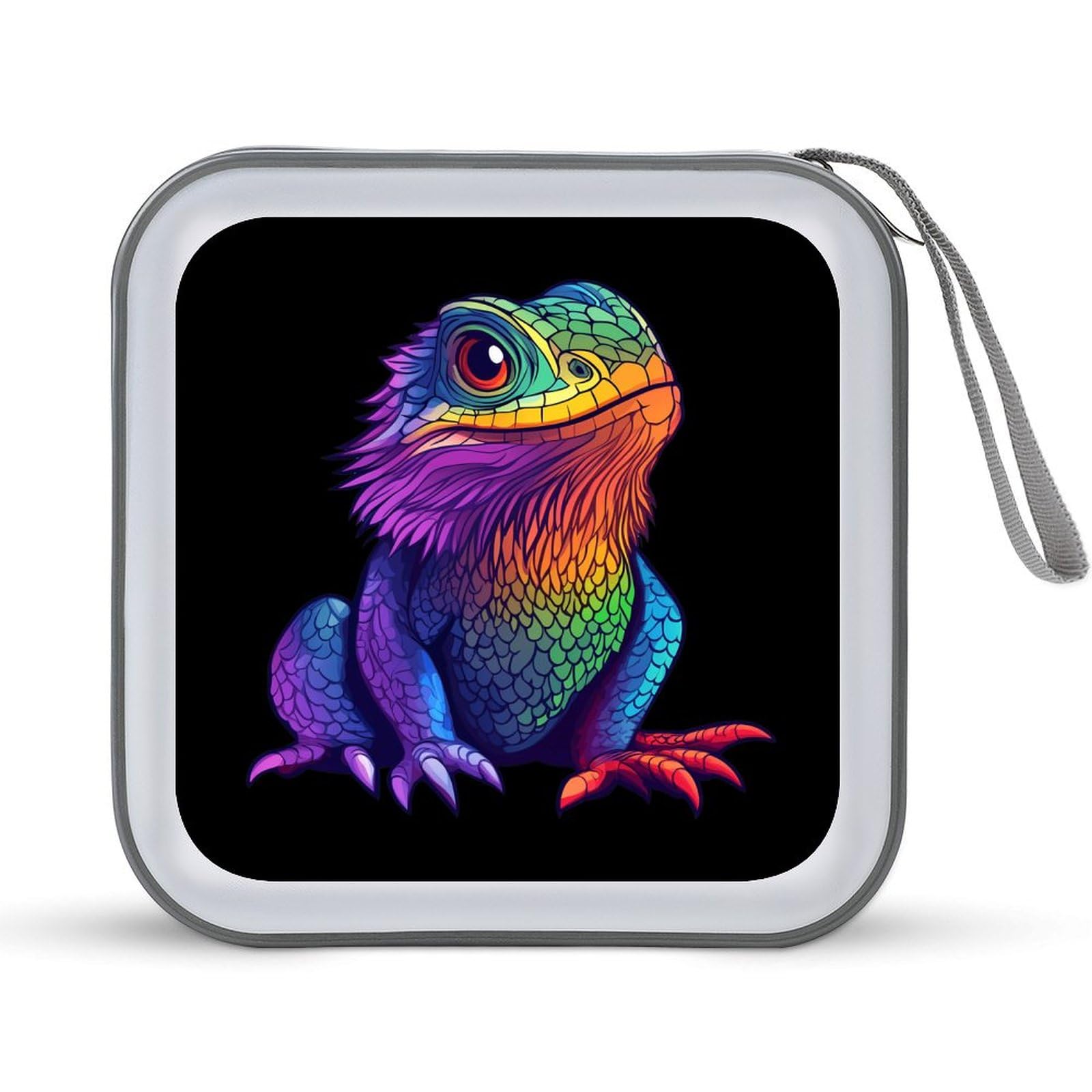 Colorful Bearded Dragon CD Case Portable DVD Holder Storage Organizer for Home Travel