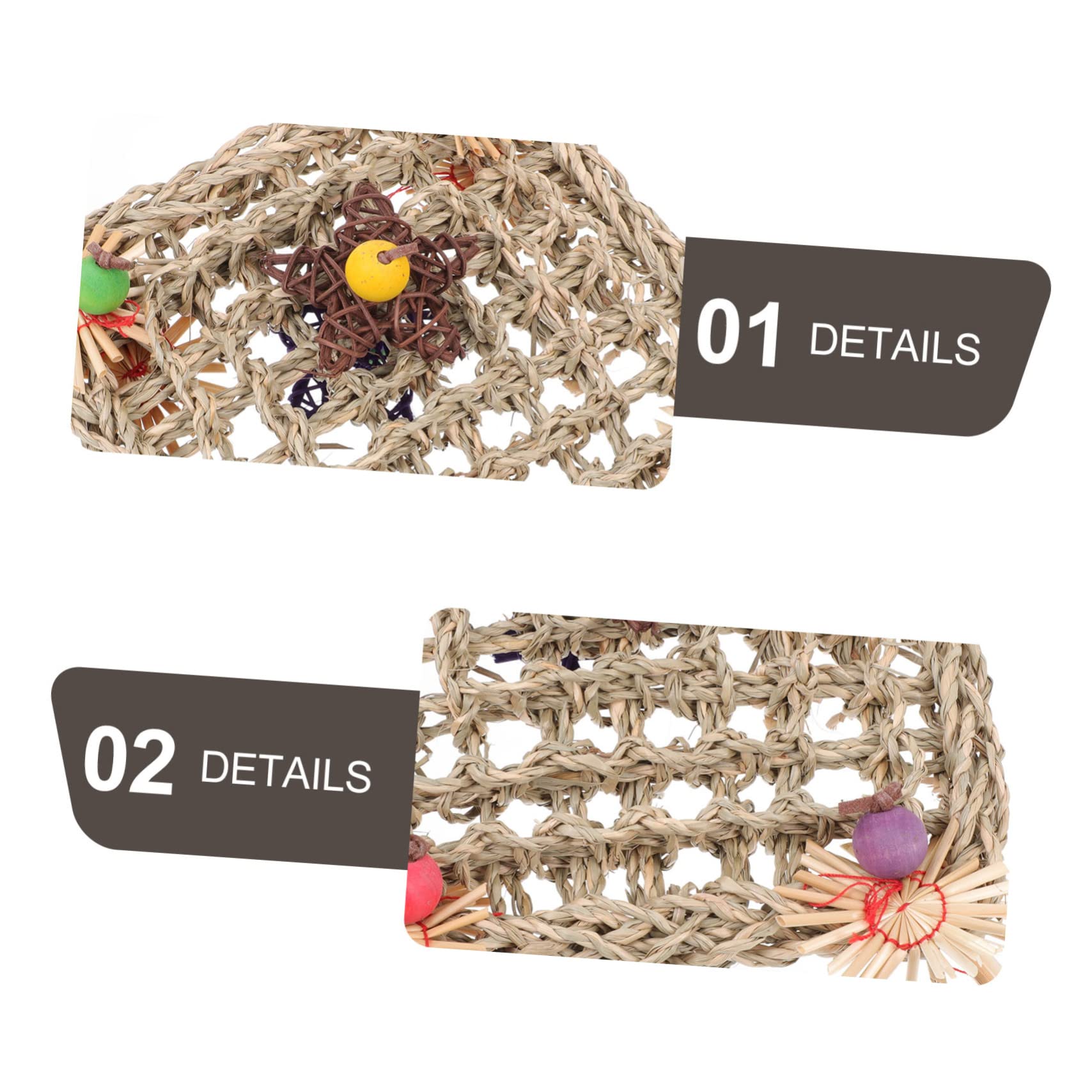 Beaupretty 2pièces Jouet à Mâcher pour Oiseaux Réseau Herbe Tissé Accessoire pour Perroquets Toy à Grimper pour Oiseaux Et Accessoires pour Cage