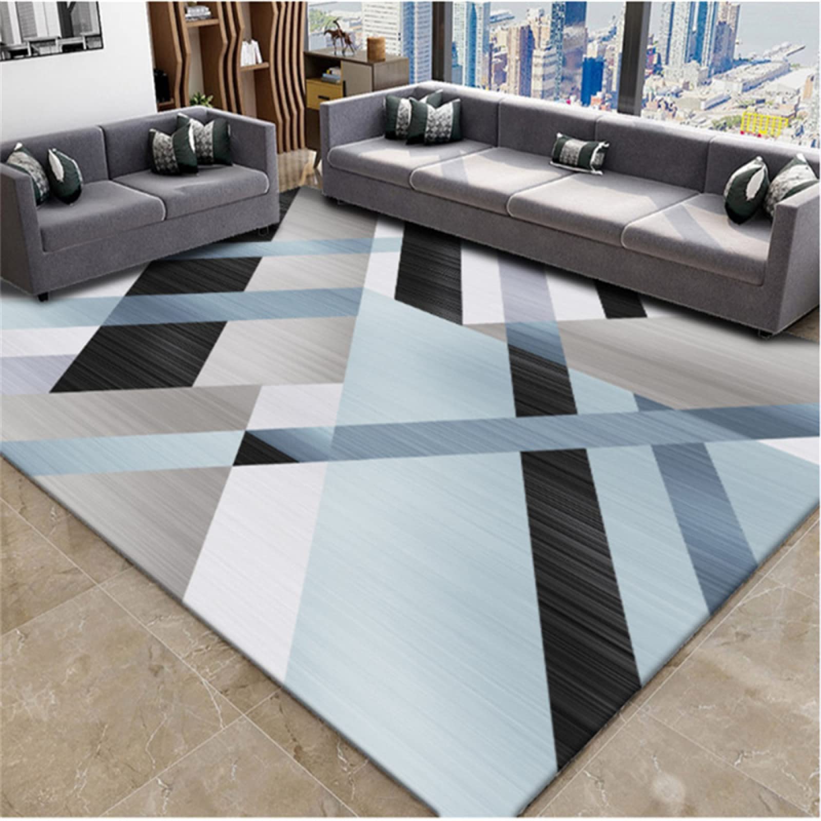 Tapis de chambre multicolore 130x190cm pour réchauffer un salon minimaliste au sol froid