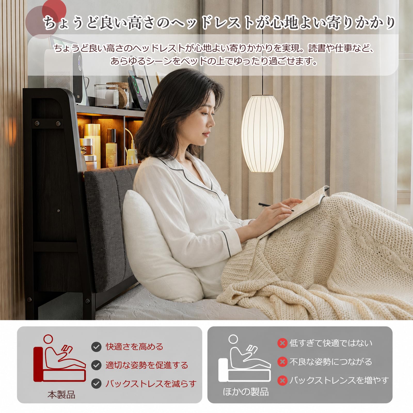 Amazon｜IKIFLY ベッドフレーム セミダブル ファブリックベッド 収納宮