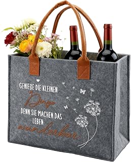 Gifts Women Felt Bag with Slogan Enjoy the Little Things, Blanket Shopping Bag for Women, Gift for Women Retired Mom Girlfriend on Birthday, Retirement, Housewarming
