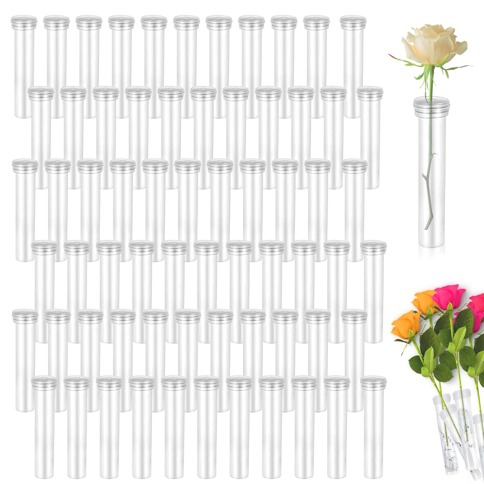 100 Provette Per Fiori Con Coperchio - Tubi Per Acqua Floreale Riutilizzabili - Foto 4