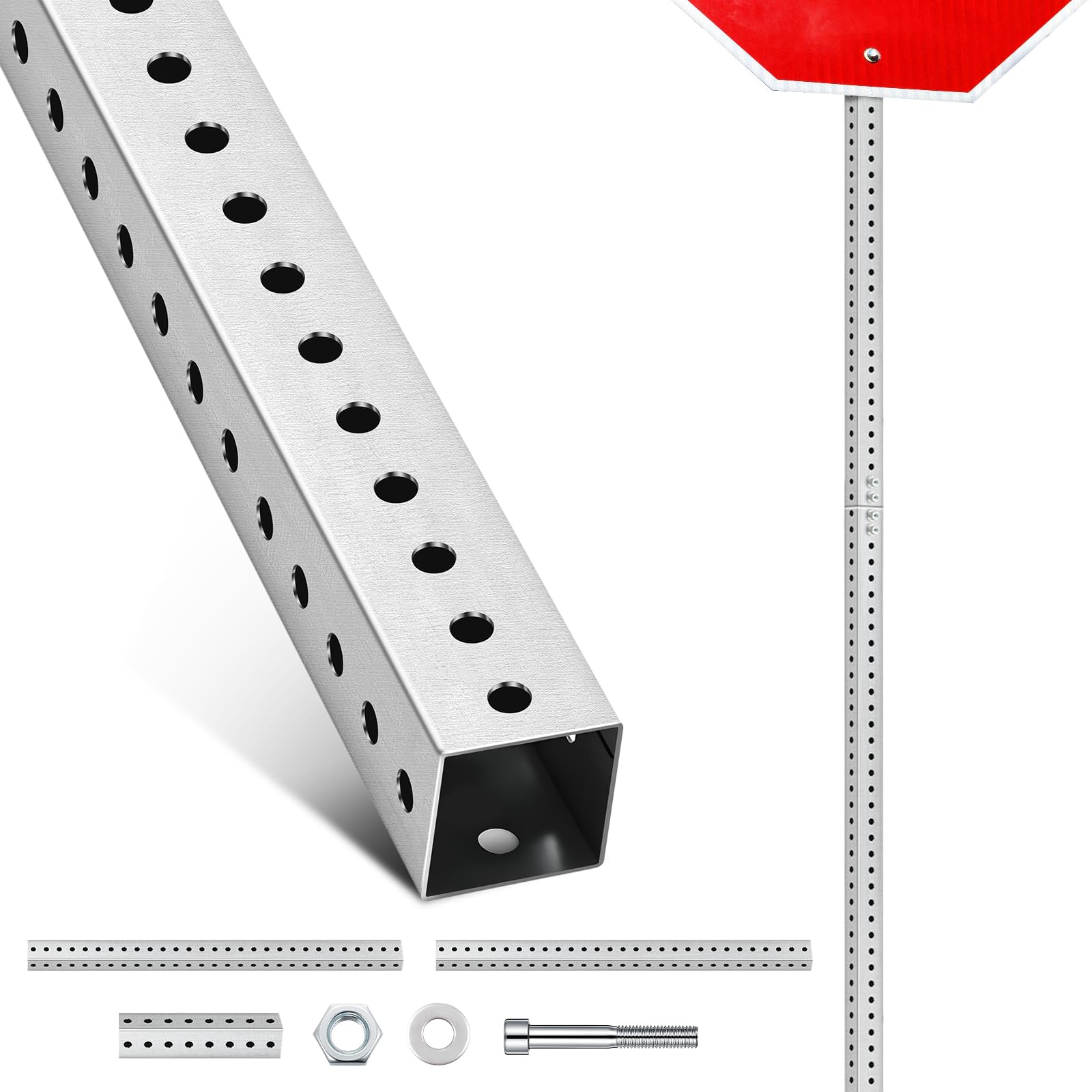 8 ft H x 2 in W Square Sign Post with 7/16" Dia Mounting Holes — Amazon image 11
