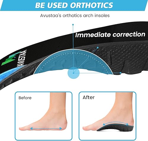 Miniatura 9 de Plantillas de soporte de arco alto, inserciones ortopédicas 34 para pies planos, alivio de la fascitis plantar, plantillas de zapatos para hombres y