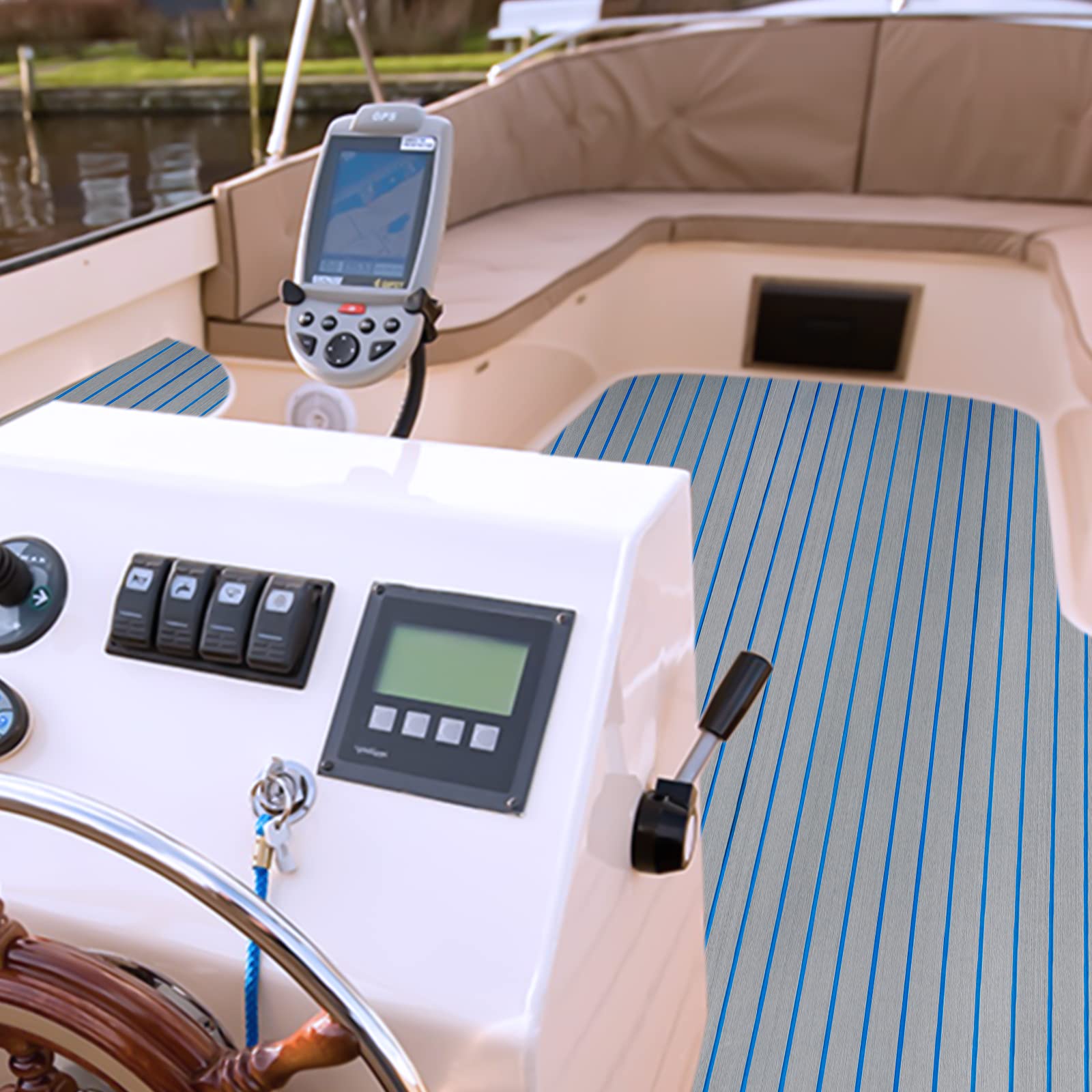 Tappeto da barca in schiuma teak, effetto Eva 240 x 90 cm, spessore 6 mm, adesivo per il pavimento antiderrapante per barche Yacht, Caravan veicoli ricreativi pavimenti da giardino